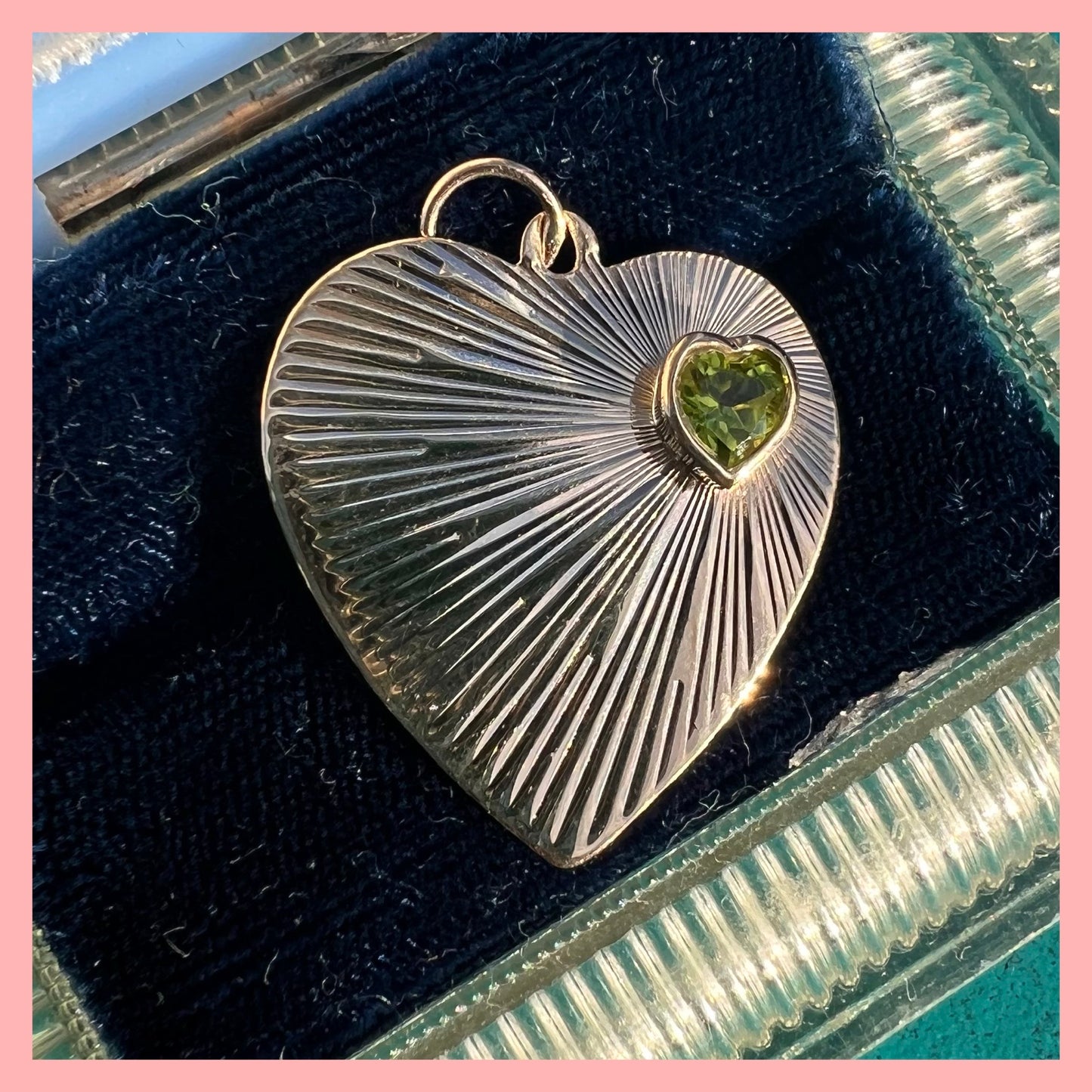 Vintage Engine Turned Heart with Heart Peridot