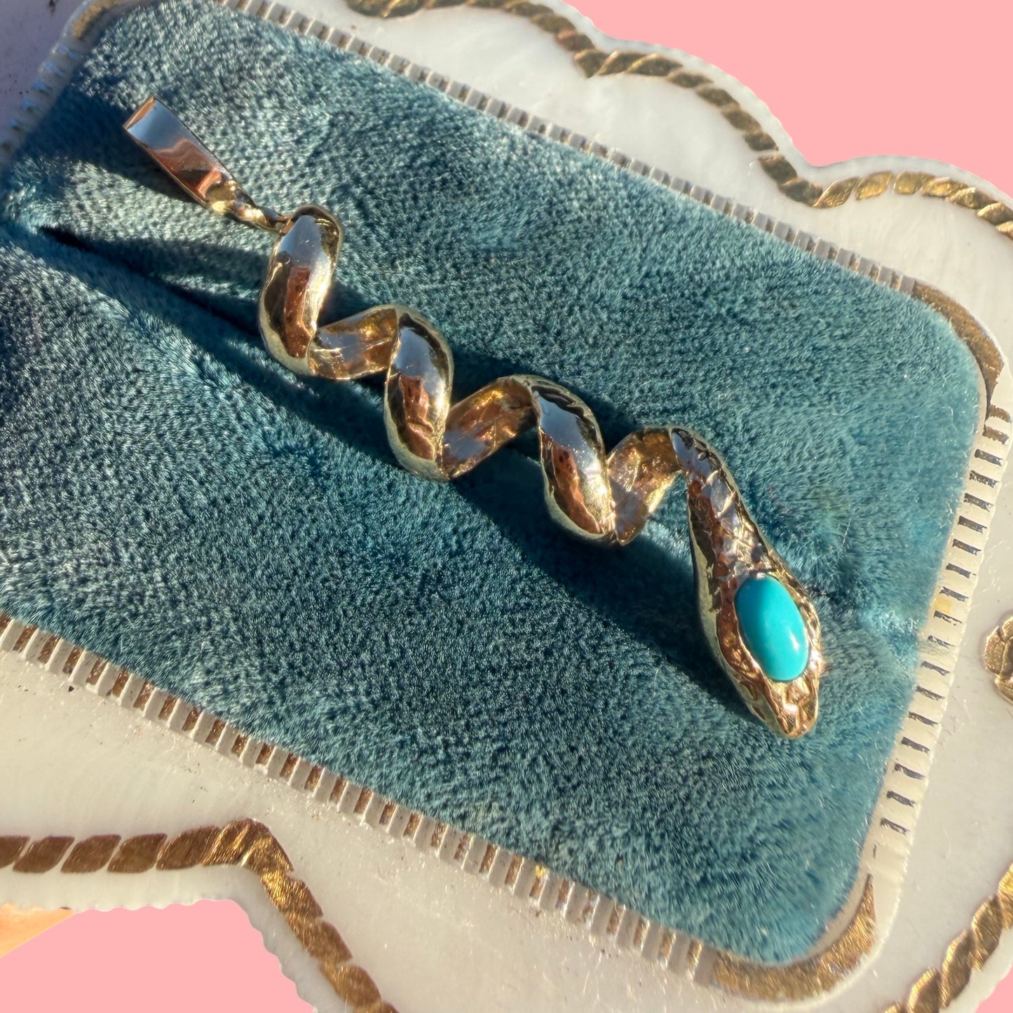 Upcycled 14k Turquoise Snake Charm