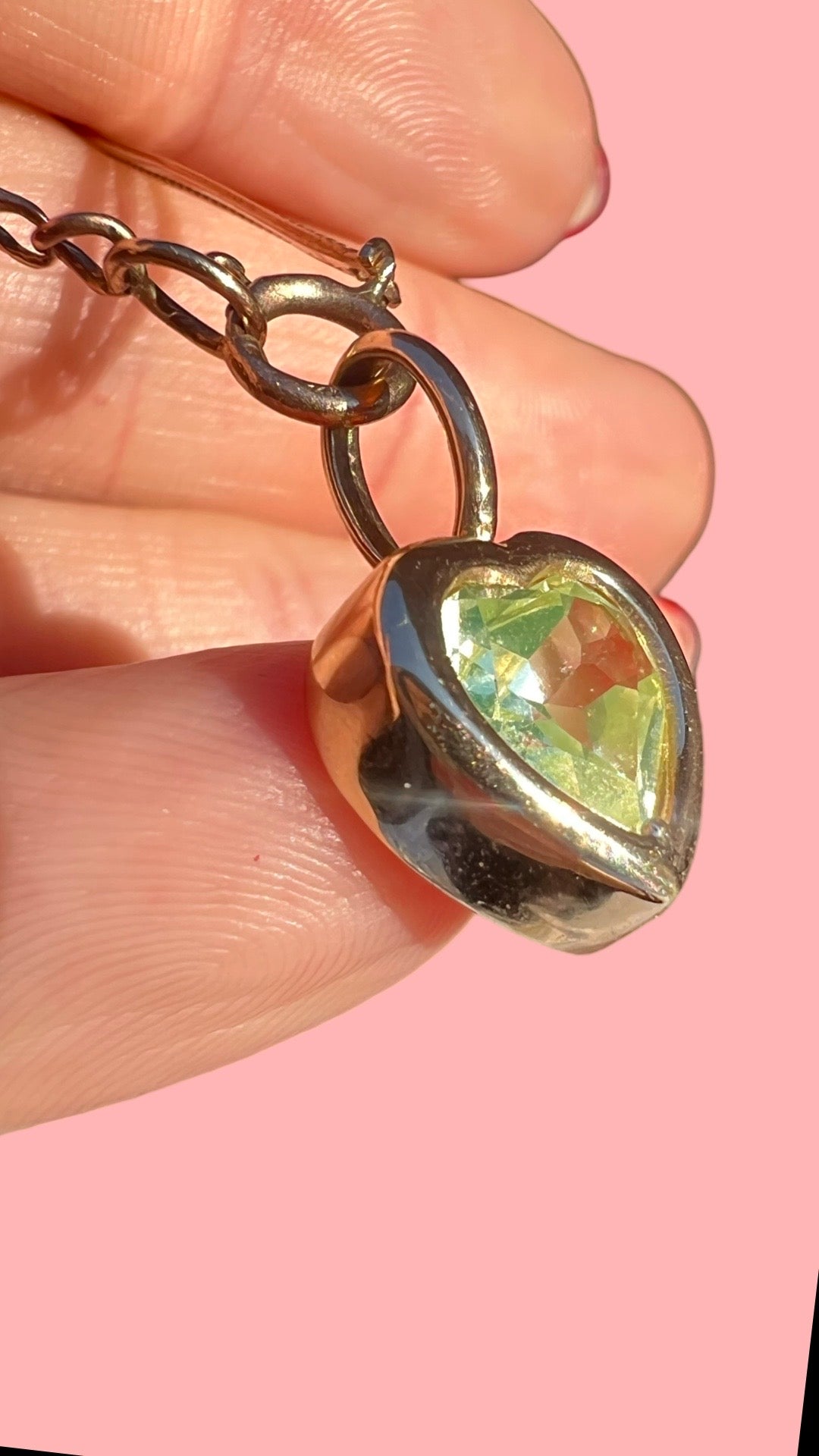 Upcycled 14k Uranium Glass Heart Charm