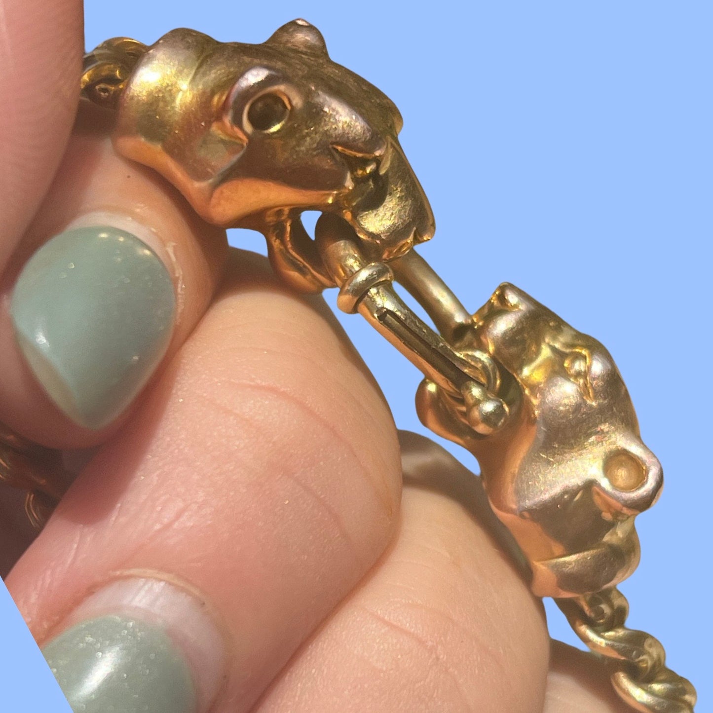 Vintage 14k Double Panther Head Bracelet