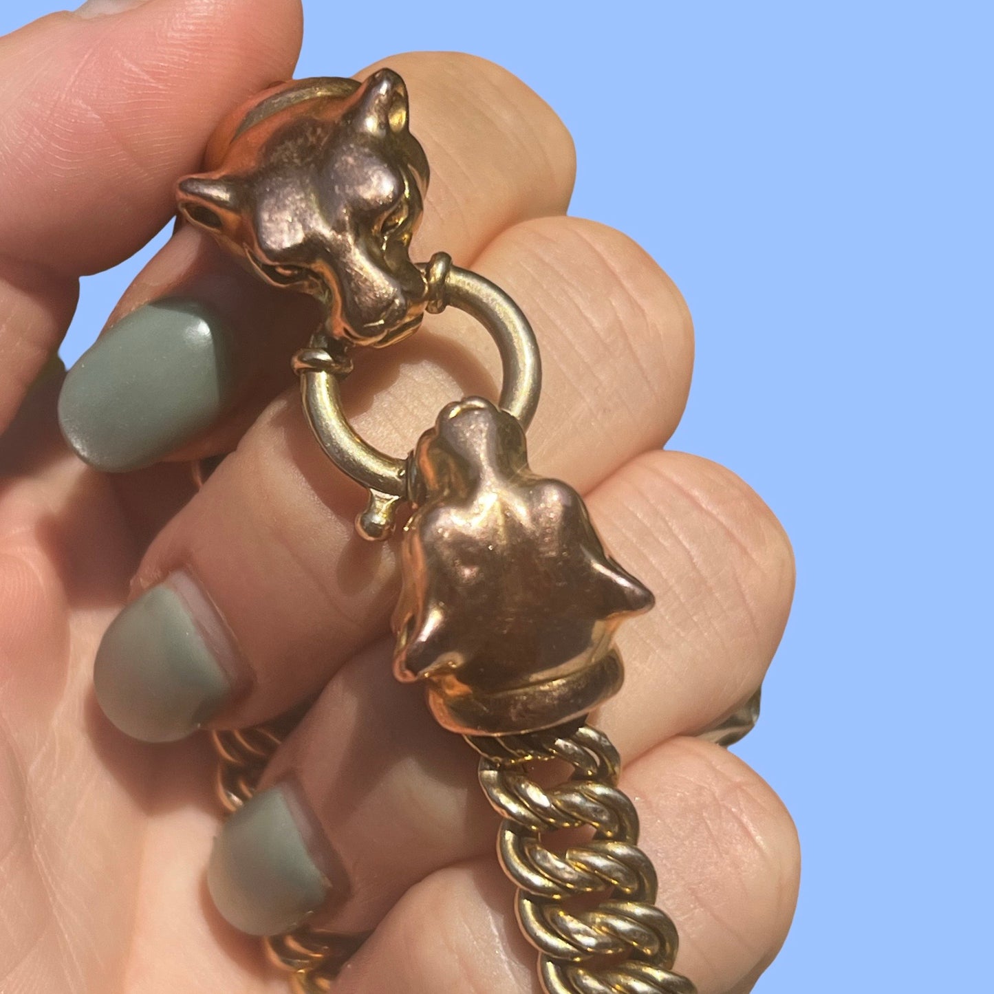 Vintage 14k Double Panther Head Bracelet