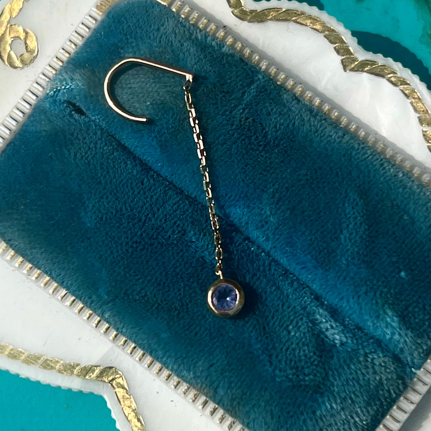 Upcycled Iolite Huggie Threaders