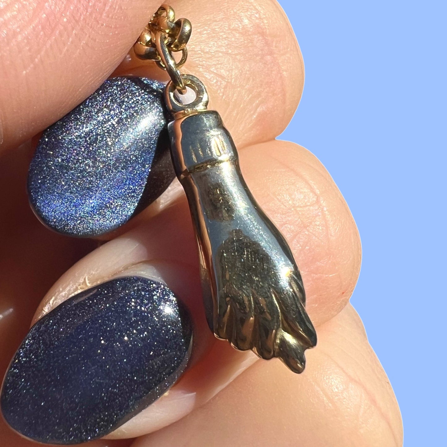 Upcycle 10k Mani FIga Charm with Ruby Fingernails