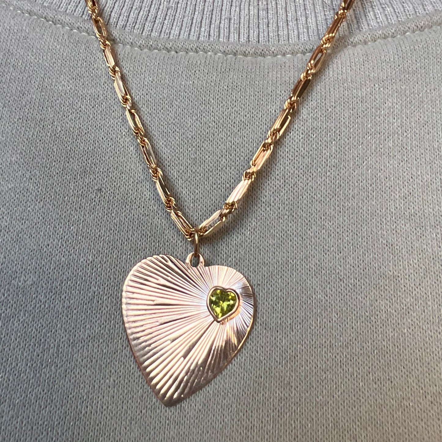 Vintage Engine Turned Heart with Heart Peridot