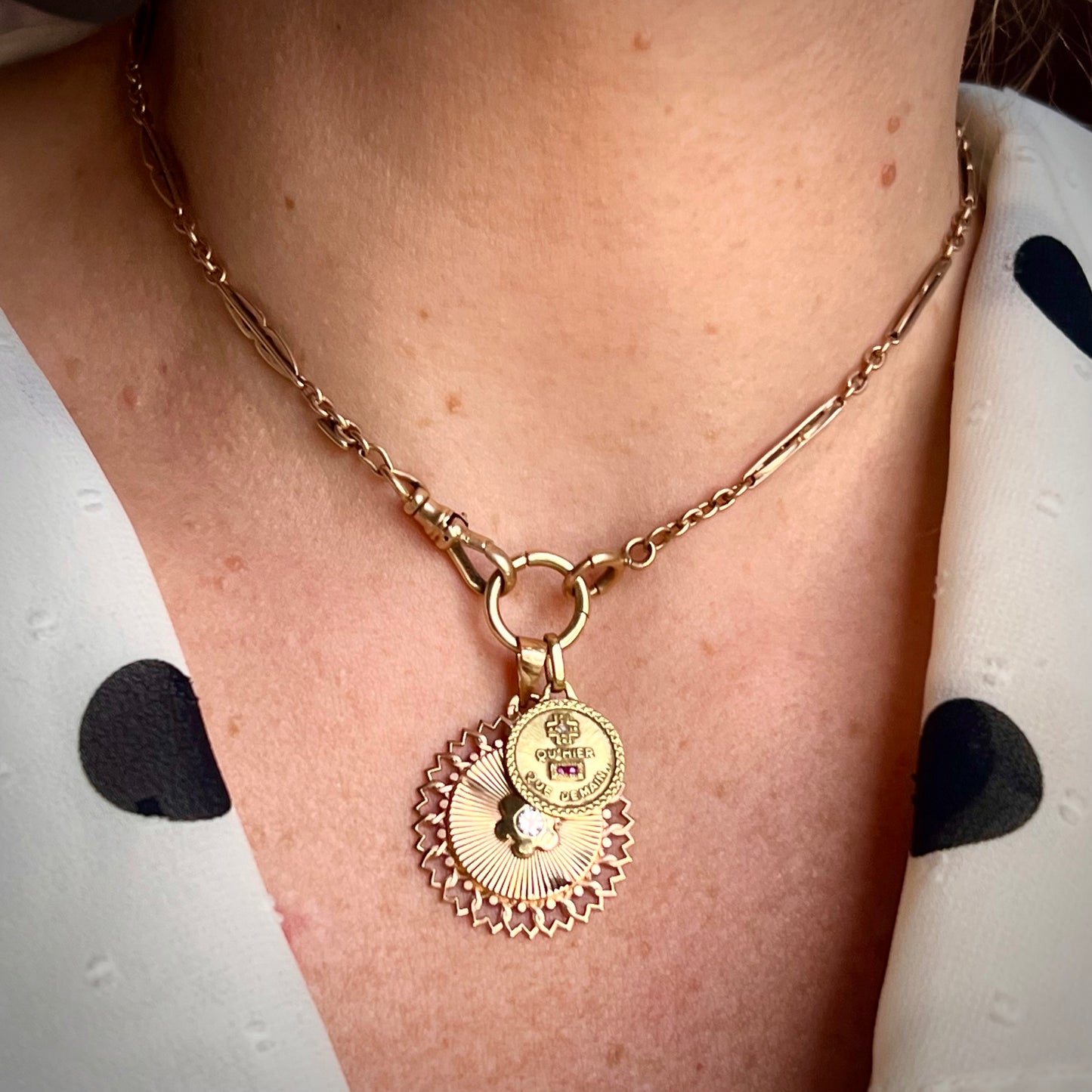 Antique 14k Watch Fob Chain Necklace