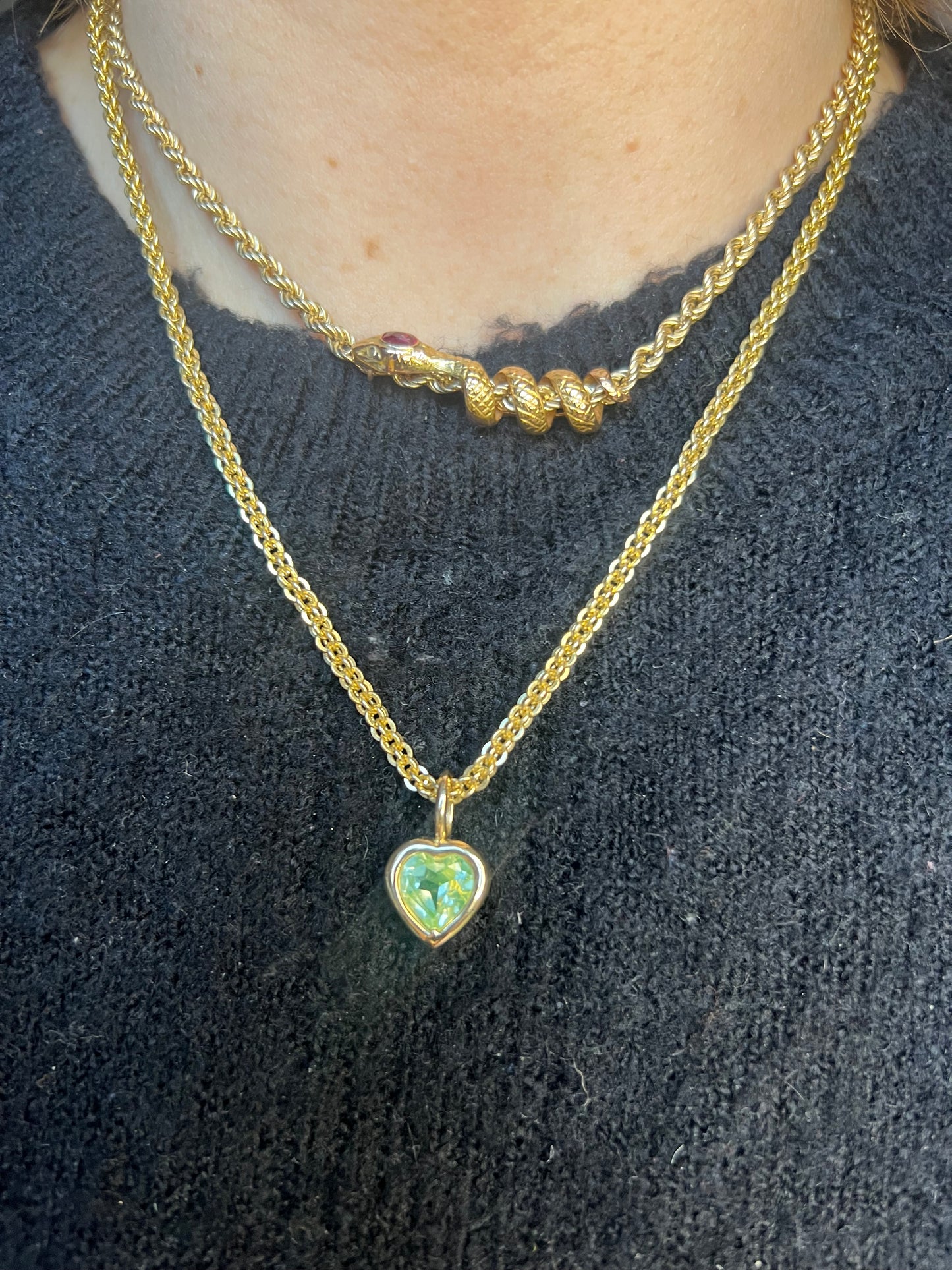 Upcycled 14k Uranium Glass Heart Charm