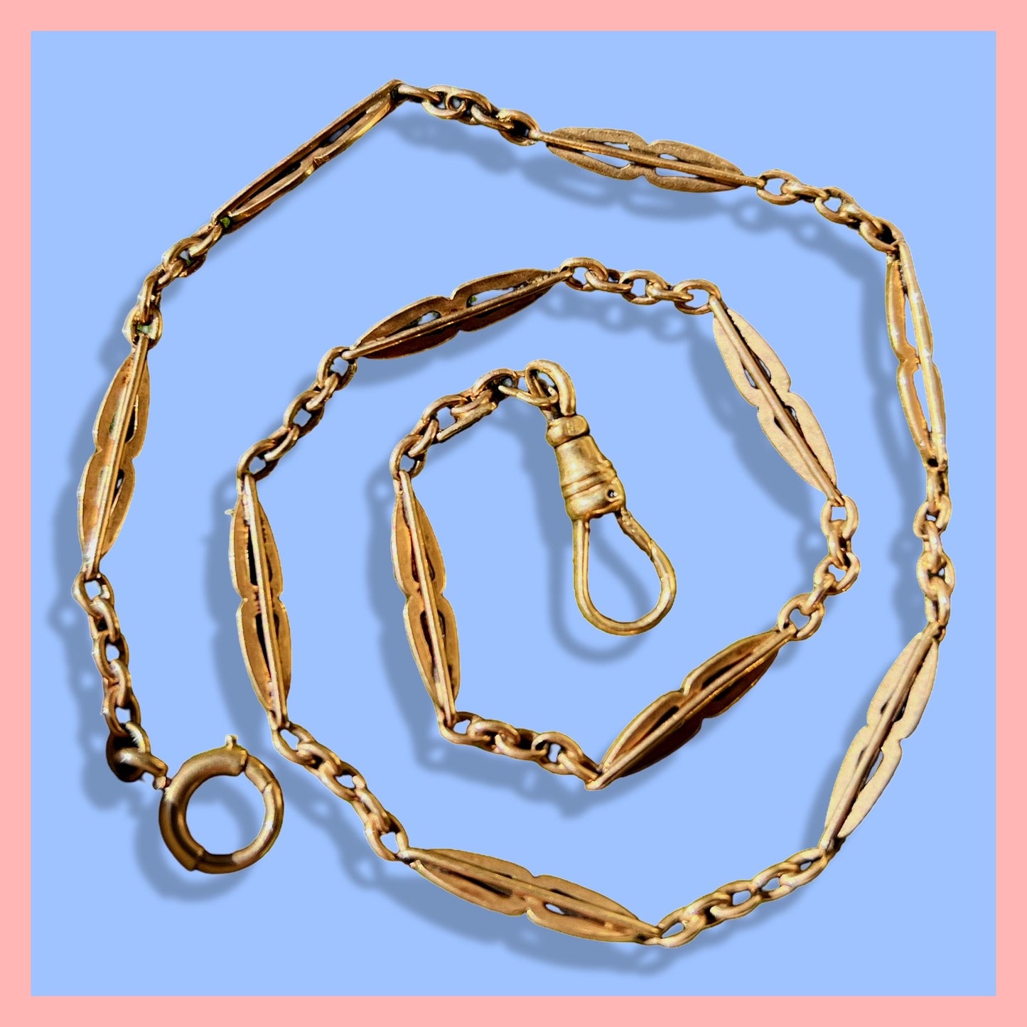 Antique 14k Watch Fob Chain Necklace