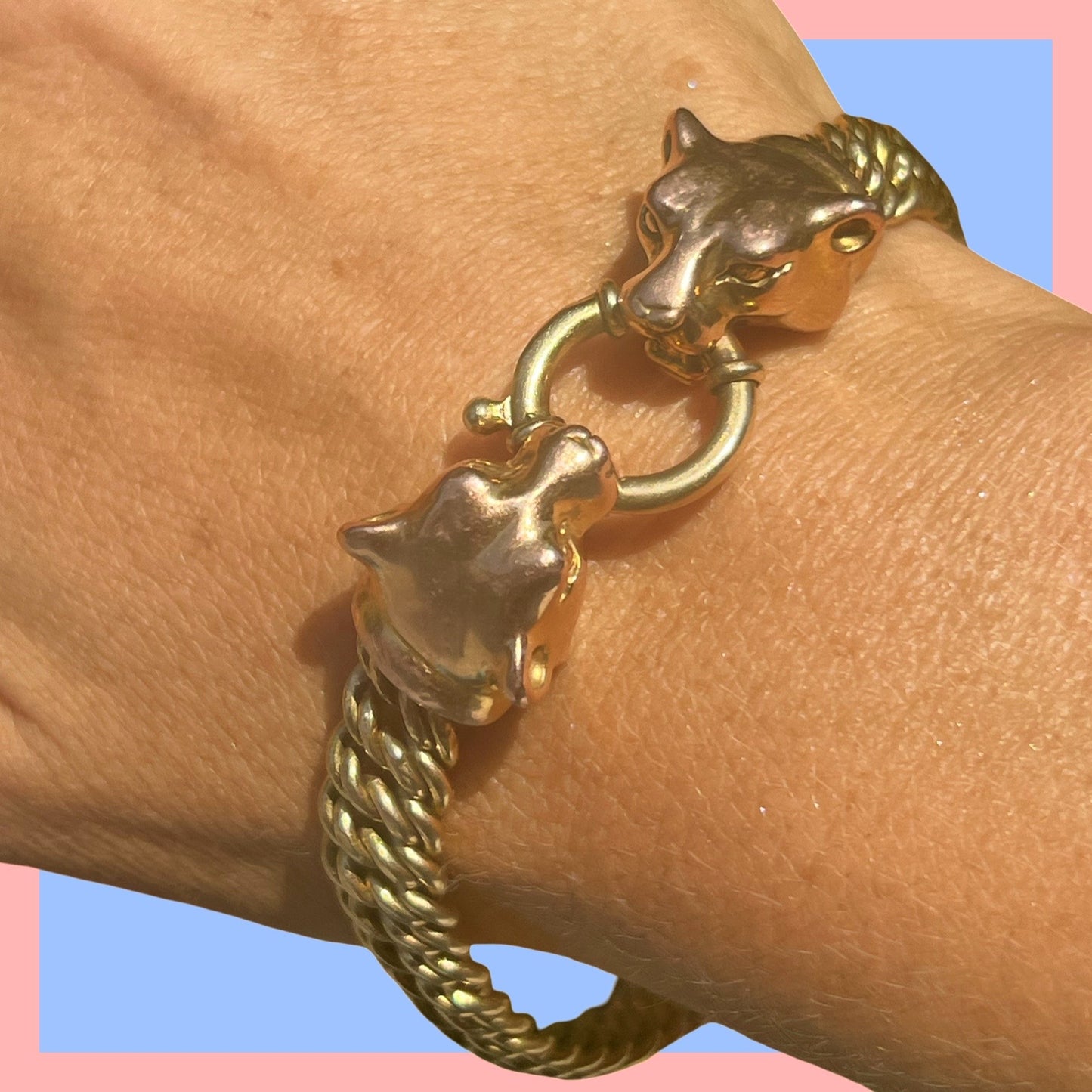 Vintage 14k Double Panther Head Bracelet