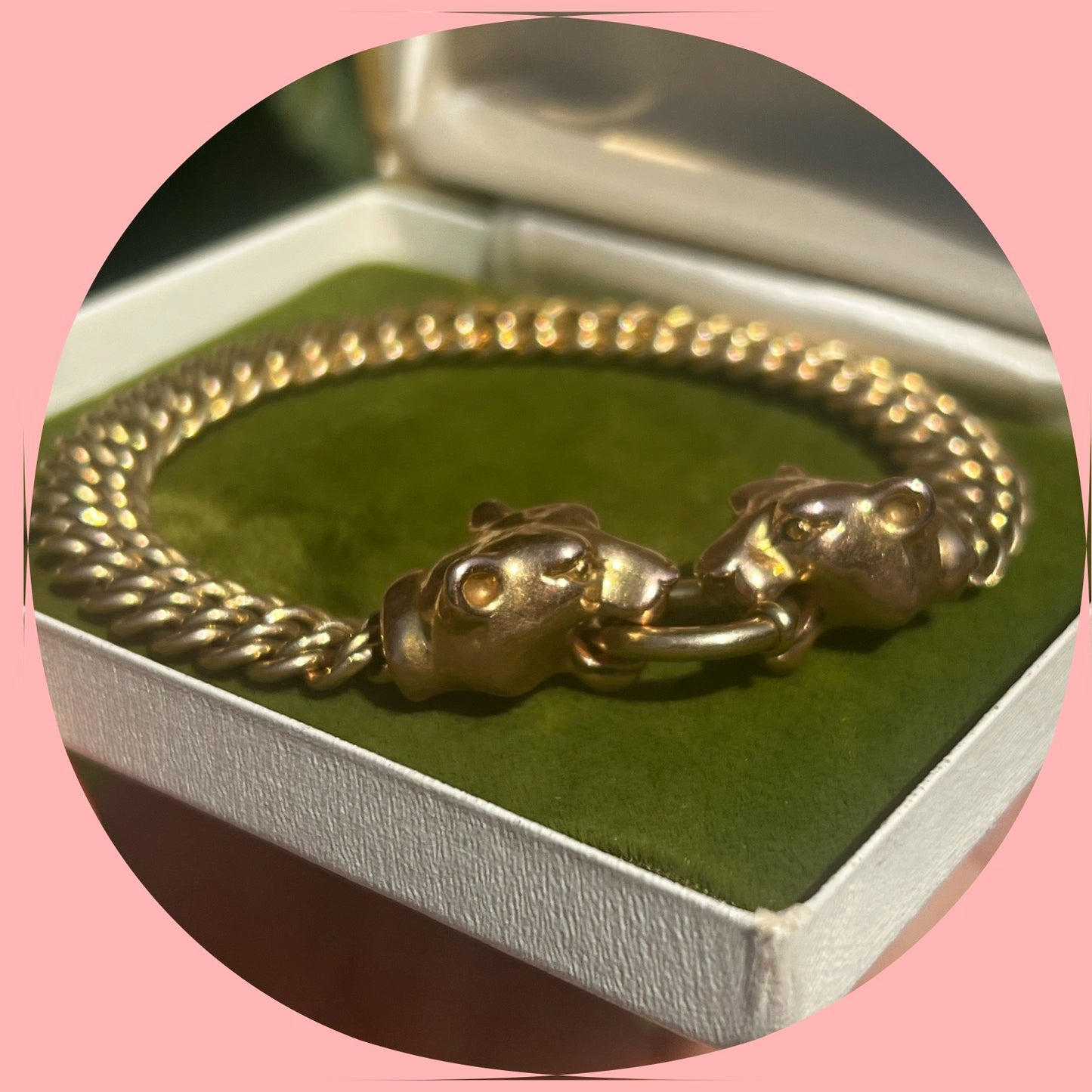 Vintage 14k Double Panther Head Bracelet