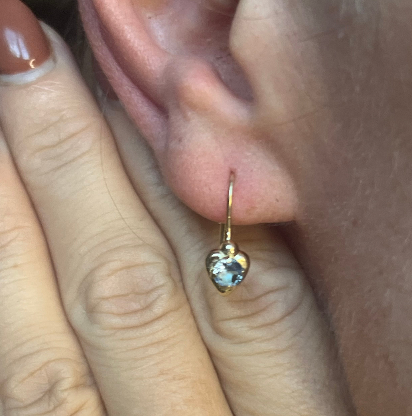 Vintage 14k Blue 'Topaz' Heart Earrings
