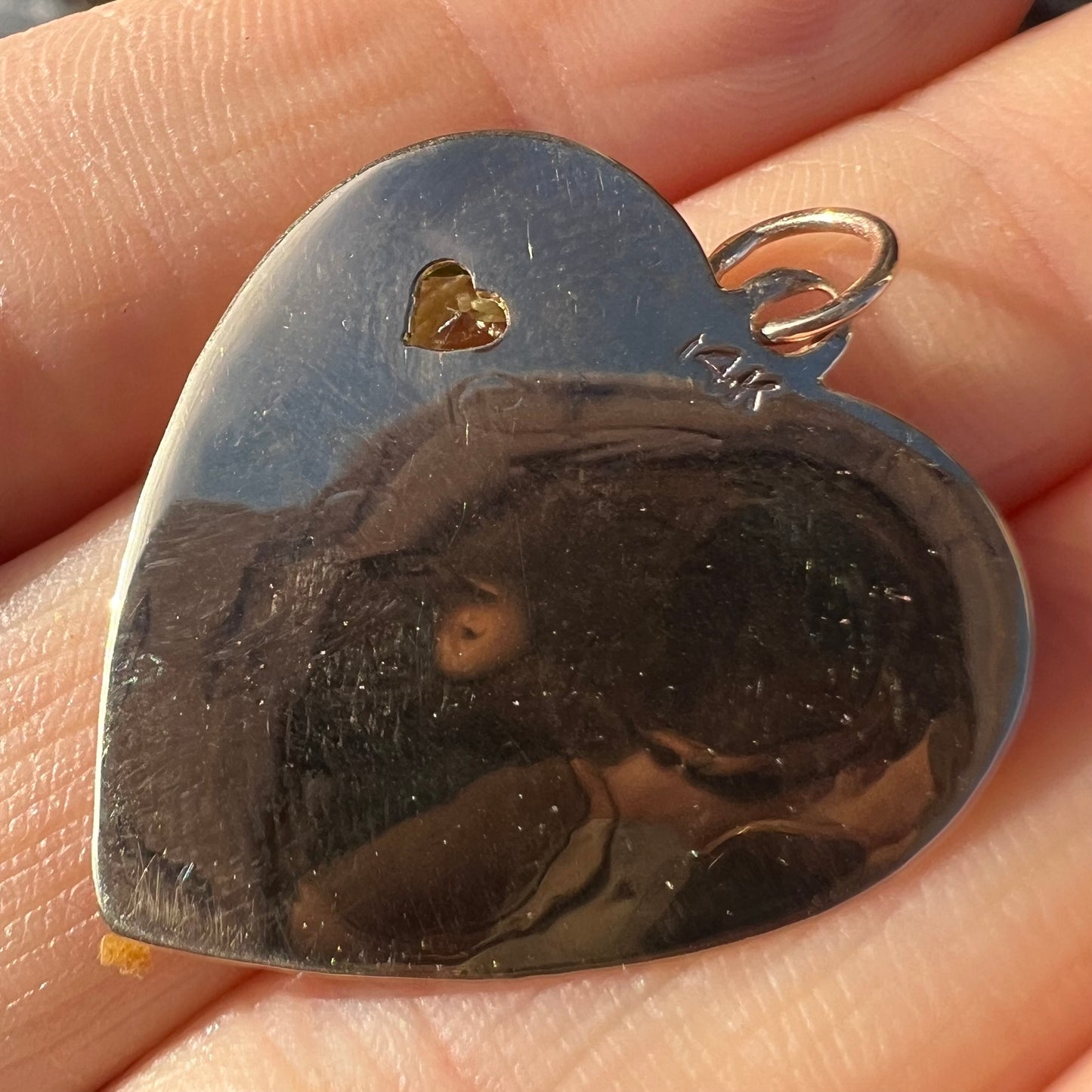 Vintage Engine Turned Heart with Heart Peridot