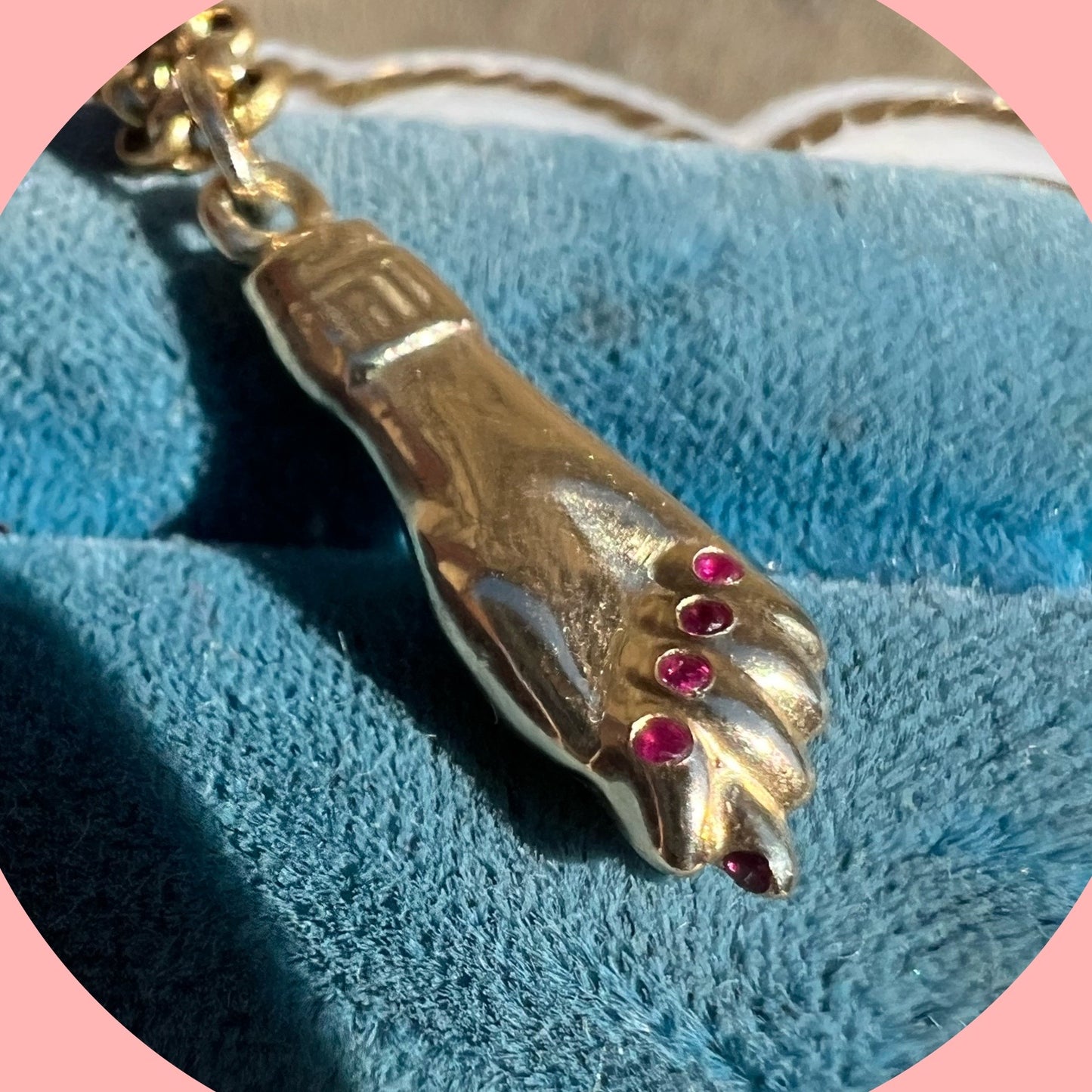 Upcycle 10k Mani FIga Charm with Ruby Fingernails
