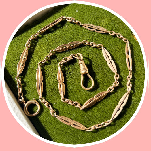 Antique 14k Watch Fob Chain Necklace