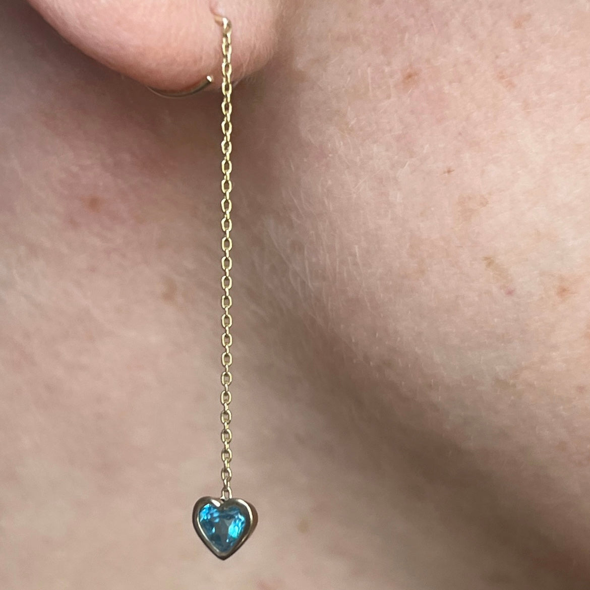 Upcycled 14k Zircon Heart Huggie Threaders