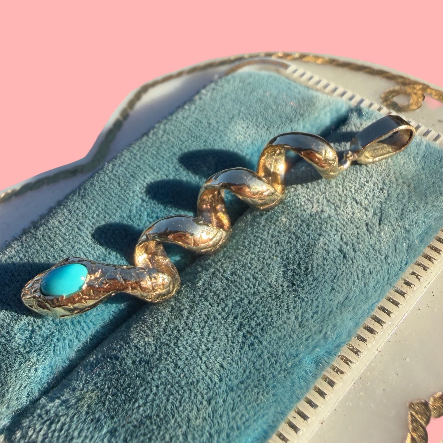 Upcycled 14k Turquoise Snake Charm