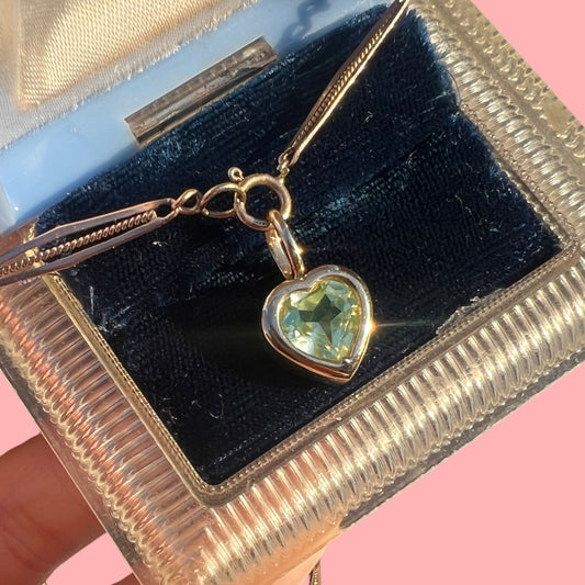 Upcycled 14k Uranium Glass Heart Charm