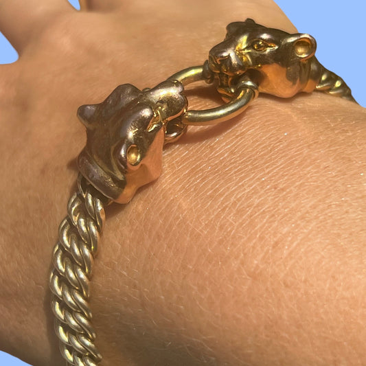 Vintage 14k Double Panther Head Bracelet