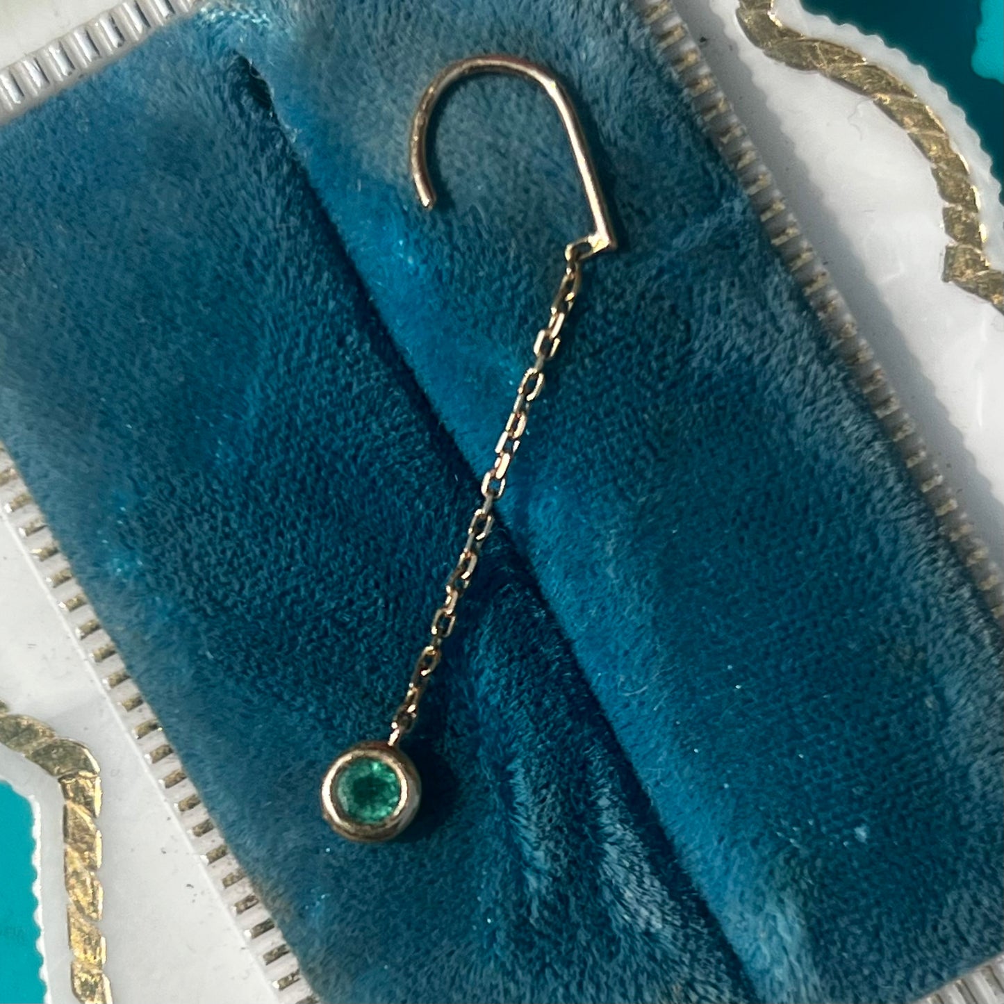 Upcycled Emerald Huggie Threaders