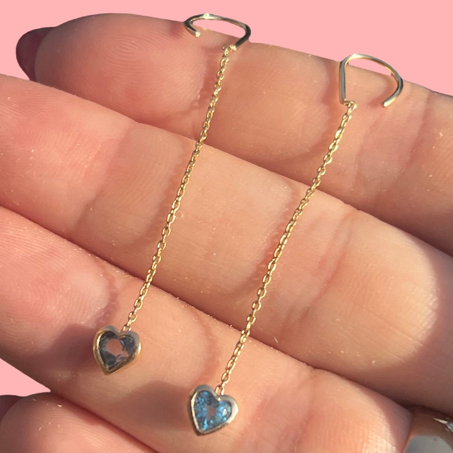 Upcycled 14k Zircon Heart Huggie Threaders