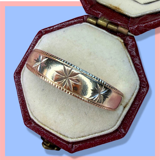 Vintage 14k Etched Star Band