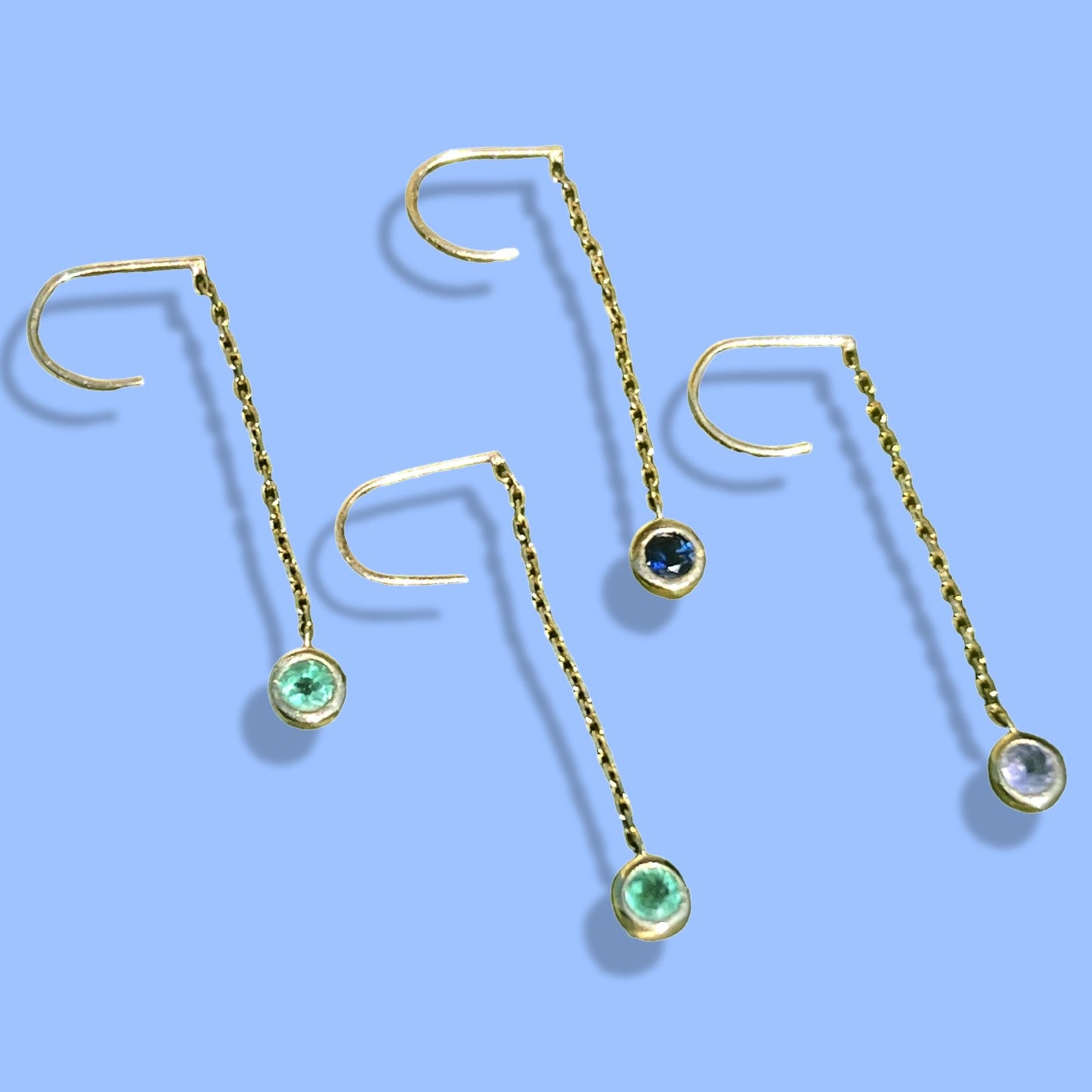 Upcycled Emerald Huggie Threaders