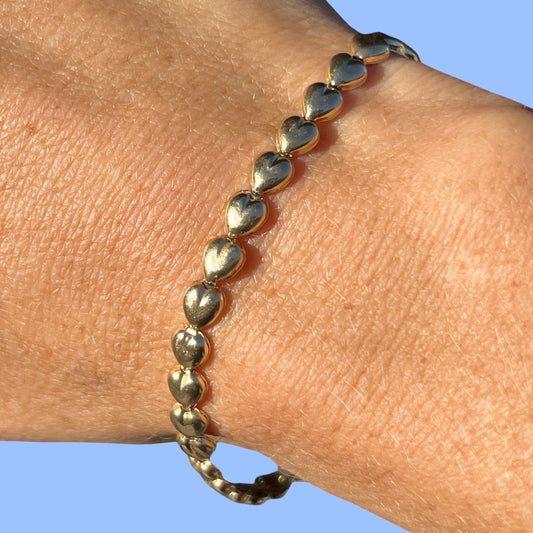 Vintage 14k Heart Link Bracelet