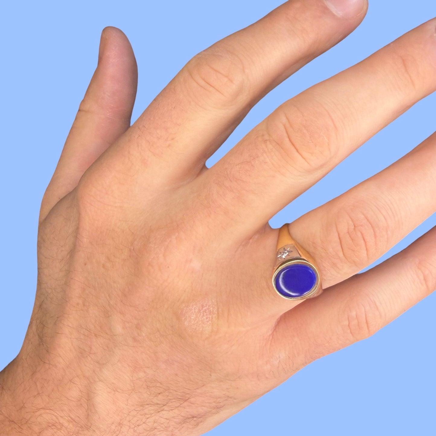 Vintage 14k Lapis and Diamond Tiffany & Co Signet Ring