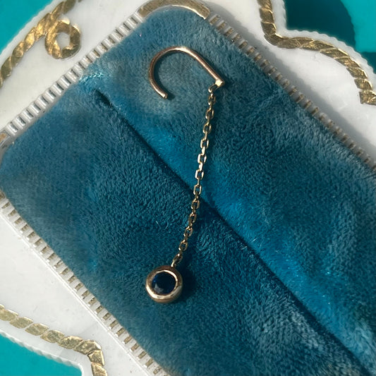 Upcycled Sapphire Huggie Threaders