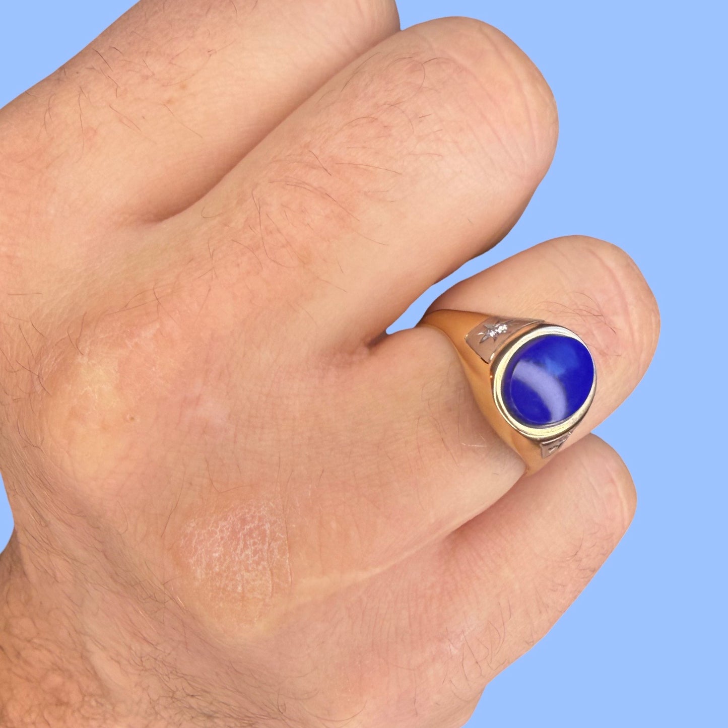 Vintage 14k Lapis and Diamond Tiffany & Co Signet Ring