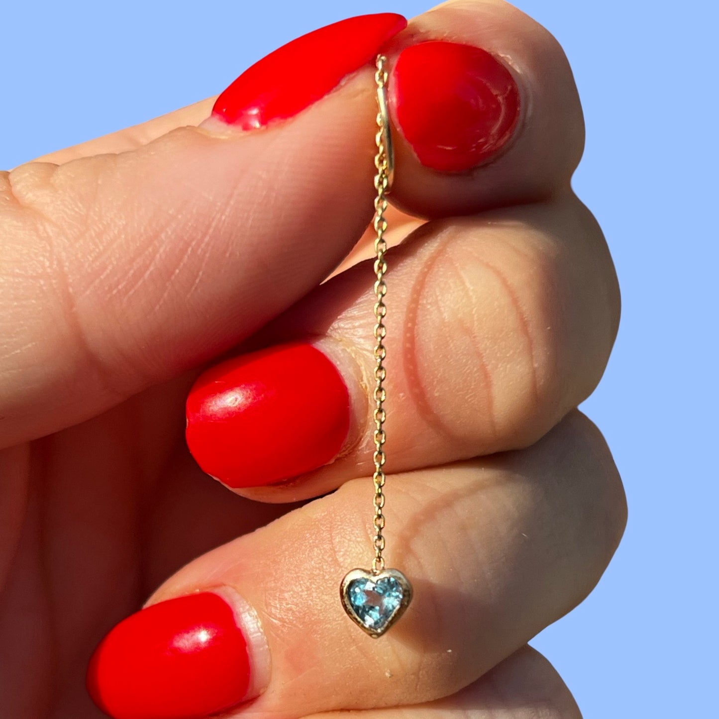 Upcycled 14k Zircon Heart Huggie Threaders